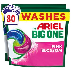 Ariel The Big One PODS®, Washing Liquid Laundry Detergent Capsules, 2 x 40 Washes, Pink Blossom, 2X Stain & Odour Removal, Fast Dissolving Even in Cold Ariel The Big One PODS®, Washing Liquid Laundry Detergent Capsules, 2 x 40 Washes, Pink Blossom, 2X Stain & Odour Removal, Fast Dissolving Even in Cold