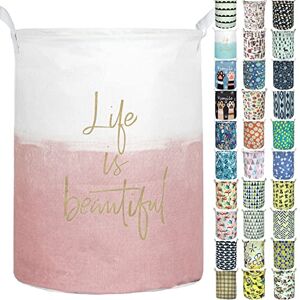 Aouker Merdes 19.7'' Waterproof Foldable Laundry Hamper, Dirty Clothes Laundry Basket, Linen Bin Storage Organizer for Toy Collection (Life Pink) Aouker Merdes 19.7'' Waterproof Foldable Laundry Hamper, Dirty Clothes Laundry Basket, Linen Bin Storage Organizer for Toy Collection (Life Pink)
