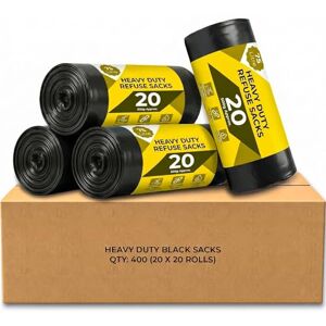 Roe Tenpo 400 Pack Black Bin Bags 75L, 30 Microns – Leak-Proof, Strong Plastic Bin Liners – Refuse Sacks Ideal for Kitchen, Home, DIY & Garden, Household, Office & Catering Roe Tenpo 400 Pack Black Bin Bags 75L, 30 Microns – Leak-Proof, Strong Plastic Bin Liners – Refuse Sacks Ideal for Kitchen, Home, DIY & Garden, Household, Office & Catering