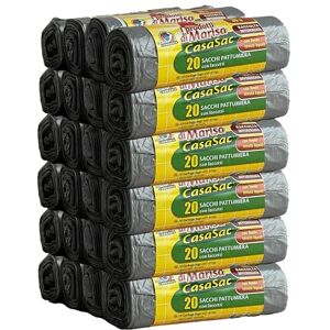 I Prodotti di Marisa CSC – 30L Bin Bags with Ties, 480 Pieces, 50 x 65 cm for Undersink Trash Bin, Waste Bags for Internal Waste Collection, Anti-Drip and Anti-Hole – 24 Rolls, Grey I Prodotti di Marisa CSC – 30L Bin Bags with Ties, 480 Pieces, 50 x 65 cm for Undersink Trash Bin, Waste Bags for Internal Waste Collection, Anti-Drip and Anti-Hole – 24 Rolls, Grey