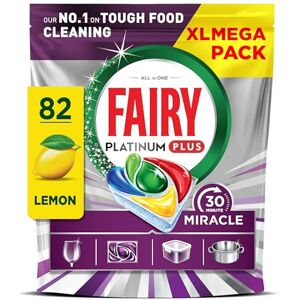 Fairy 30 Minute Miracle Platinum Plus Dishwasher Tablets, 82 Capsules, N.1 in Tough Food Cleaning, Dishwasher Cleaner Fairy 30 Minute Miracle Platinum Plus Dishwasher Tablets, 82 Capsules, N.1 in Tough Food Cleaning, Dishwasher Cleaner