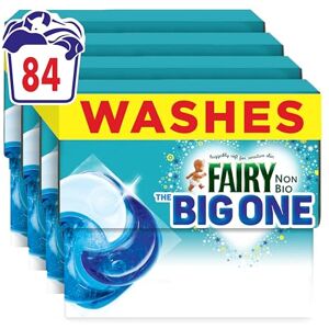 Fairy Non Bio The Big One PODS, Washing Liquid Laundry Detergent Capsules, 4 x 21 Washes, 2X Stain Removal, Huggably Soft For Sensitive Skin Fairy Non Bio The Big One PODS, Washing Liquid Laundry Detergent Capsules, 4 x 21 Washes, 2X Stain Removal, Huggably Soft For Sensitive Skin