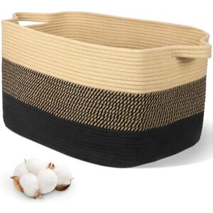 Alyvisun Large Storage Baskets, Laundry Toy Basket for Bedroom, Living Room, Baby Room, Rectangle Cotton Woven Basket for Toys, Blankets, Towels, Dirty Clothes, 55x40x30 cm Alyvisun Large Storage Baskets, Laundry Toy Basket for Bedroom, Living Room, Baby Room, Rectangle Cotton Woven Basket for Toys, Blankets, Towels, Dirty Clothes, 55x40x30 cm