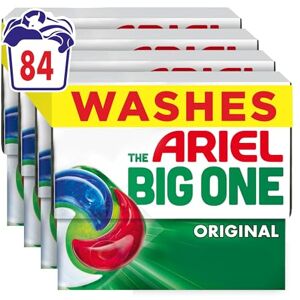 Ariel The Big One PODS, Washing Liquid Laundry Detergent Capsules, 4 x 21 Washes, Original, 2X Stain & Odour Removal, Fast Dissolving Even in Cold Ariel The Big One PODS, Washing Liquid Laundry Detergent Capsules, 4 x 21 Washes, Original, 2X Stain & Odour Removal, Fast Dissolving Even in Cold
