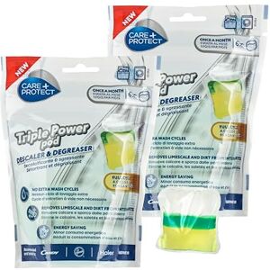 Care+ Protect Triple Power Pod Descaler & Degreaser For Washing Machine-Dishwasher, Full Cycle Sanitizer, Cleaner, Limescale Remover, Energy Saving Solution, Maxi Pack Of 12 Pods, 12 Months Protection Care+ Protect Triple Power Pod Descaler & Degreaser For Washing Machine-Dishwasher, Full Cycle Sanitizer, Cleaner, Limescale Remover, Energy Saving Solution, Maxi Pack Of 12 Pods, 12 Months Protection