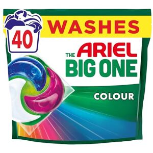 Ariel The Big One PODS®, Washing Liquid Laundry Detergent Capsules 40 Washes, Colour, 2X Stain & Odour Removal, Fast Dissolving Even in Cold Ariel The Big One PODS®, Washing Liquid Laundry Detergent Capsules 40 Washes, Colour, 2X Stain & Odour Removal, Fast Dissolving Even in Cold