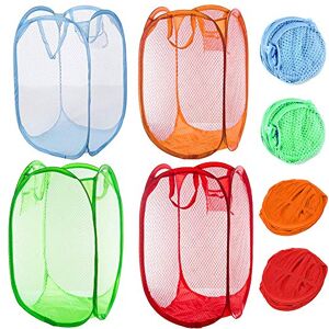 Qtopun Mesh Popup Laundry Hamper, 4 Pack Foldable Portable Dirty Clothes Basket for Bedroom, Kids Room, College Dormitory and Travel (Red,Orange,Green, Light blue) Qtopun Mesh Popup Laundry Hamper, 4 Pack Foldable Portable Dirty Clothes Basket for Bedroom, Kids Room, College Dormitory and Travel (Red,Orange,Green, Light blue)