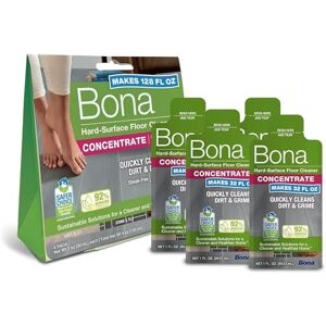 Bona Hard-Surface Floor Cleaner Liquid, for Stone, Tile, Laminate & LVT Floors, 60ml Concentrate Refill Pouch, 4 Count (Pack of 4x60ml) Bona Hard-Surface Floor Cleaner Liquid, for Stone, Tile, Laminate & LVT Floors, 60ml Concentrate Refill Pouch, 4 Count (Pack of 4x60ml)