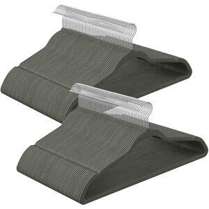 SONGMICS Set of 100 Velvet Hangers, 41.5 cm Wide, Space-Saving, High Load Capacity, with 360° Swivel Hooks, for Coats Shirts Suits, Silver and Grey CRF026G100 SONGMICS Set of 100 Velvet Hangers, 41.5 cm Wide, Space-Saving, High Load Capacity, with 360° Swivel Hooks, for Coats Shirts Suits, Silver and Grey CRF026G100