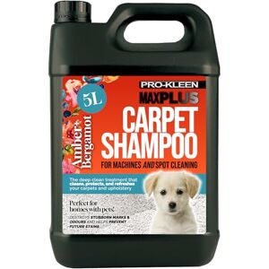 Pro-Kleen MAXPLUS Carpet Shampoo Cleaner – Premium Formula, Removes Dirt, Stains, Marks, Pet Deposits & Odours, Suitable for all Machines (Amber and Bergamot Fragrance, 5 Litres) Pro-Kleen MAXPLUS Carpet Shampoo Cleaner – Premium Formula, Removes Dirt, Stains, Marks, Pet Deposits & Odours, Suitable for all Machines (Amber and Bergamot Fragrance, 5 Litres)