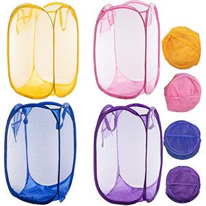 Qtopun Mesh Popup Laundry Hamper, 4 Pack Foldable Portable Dirty Clothes Basket for Bedroom, Kids Room, College Dormitory and Travel (Yellow,Pink, Purple,Dark Blue) Qtopun Mesh Popup Laundry Hamper, 4 Pack Foldable Portable Dirty Clothes Basket for Bedroom, Kids Room, College Dormitory and Travel (Yellow,Pink, Purple,Dark Blue)