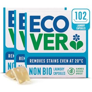 Ecover Non-Bio Washing Laundry Capsules/Tablets Detergent with Clean and Fresh Almond & Rescued Apricot Scent, 3X Pack of 34 Capsules/Tablets Ecover Non-Bio Washing Laundry Capsules/Tablets Detergent with Clean and Fresh Almond & Rescued Apricot Scent, 3X Pack of 34 Capsules/Tablets