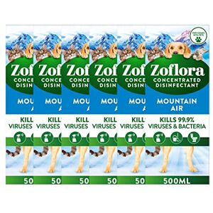 Zoflora Fresh Home Mountain Air Concentrated Disinfectant Liquid, Pack of 6 x 500ml, Pet-Safe Multi-Surface Cleaner, Antibacterial, Kills 99.9% of Germs Zoflora Fresh Home Mountain Air Concentrated Disinfectant Liquid, Pack of 6 x 500ml, Pet-Safe Multi-Surface Cleaner, Antibacterial, Kills 99.9% of Germs