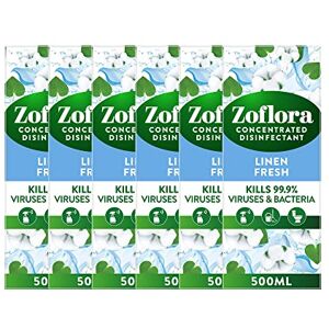 Zoflora Linen Fresh Concentrated Multipurpose Disinfectant Liquid, 6 x 500 ml (3 L), Antibacterial & Multi-Surface, Pet Safe Disinfectant, Kills 99.9% Of Bacteria & Viruses Zoflora Linen Fresh Concentrated Multipurpose Disinfectant Liquid, 6 x 500 ml (3 L), Antibacterial & Multi-Surface, Pet Safe Disinfectant, Kills 99.9% Of Bacteria & Viruses