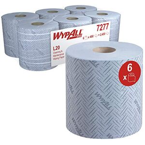 Wypall L20 Cleaning and Maintenance Blue Wiping Paper 7277-2 Ply Centrefeed Rolls 6 Blue Rolls x 400 Paper Wipers (2,400 Total) Wypall L20 Cleaning and Maintenance Blue Wiping Paper 7277-2 Ply Centrefeed Rolls 6 Blue Rolls x 400 Paper Wipers (2,400 Total)