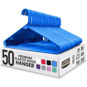 Utopia Home Plastic Hangers 50 Pack - Clothes Hanger with Hooks - Durable & Space Saving Coat Hanger - Heavy Duty Blue Hangers - Skirt Hangers Utopia Home Plastic Hangers 50 Pack - Clothes Hanger with Hooks - Durable & Space Saving Coat Hanger - Heavy Duty Blue Hangers - Skirt Hangers