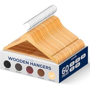 SereneLife Wood Hangers - Space Saving Heavy Duty Slim Suit Clothes Hanger Set with 360 Degree Swivel Metal Hook, Can Hold Up to 10 Lbs. for Coats, Jackets, Pants & Dress - Hangers SereneLife Wood Hangers - Space Saving Heavy Duty Slim Suit Clothes Hanger Set with 360 Degree Swivel Metal Hook, Can Hold Up to 10 Lbs. for Coats, Jackets, Pants & Dress - Hangers