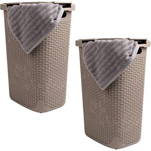 Mind Reader Basket Collection, Slim Laundry Hamper, 60 Liter (15g/33lbs) Capacity, Cut Out Handles, Attached Hinged Lid, Ventilated, Set of 2, Tan Mind Reader Basket Collection, Slim Laundry Hamper, 60 Liter (15g/33lbs) Capacity, Cut Out Handles, Attached Hinged Lid, Ventilated, Set of 2, Tan