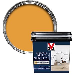 V33 Renovation Multi-Surface Paint No Undercoat Needed Over 20 Surfaces Resistance To Water Stains & Impact High Coverage Honey Yellow Satin 750ml V33 Renovation Multi-Surface Paint No Undercoat Needed Over 20 Surfaces Resistance To Water Stains & Impact High Coverage Honey Yellow Satin 750ml