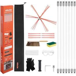 VEVOR Chimney Sweep Kit, 23 ft Maximum Extendable Length Chimney Brush, Chimneys Cleaning Kit with Bristle Replacements & Goggles, 90° Bendable Fireplace Cleaning Tool, for Square, Rectangle Chimneys VEVOR Chimney Sweep Kit, 23 ft Maximum Extendable Length Chimney Brush, Chimneys Cleaning Kit with Bristle Replacements & Goggles, 90° Bendable Fireplace Cleaning Tool, for Square, Rectangle Chimneys