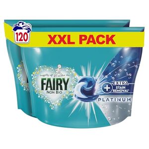 Fairy Non Bio Pods Washing Liquid Laundry Capsules, Fairy Pods, 120 Washes, Platinum With Extra Stain Removal For Sensitive Skin Fairy Non Bio Pods Washing Liquid Laundry Capsules, Fairy Pods, 120 Washes, Platinum With Extra Stain Removal For Sensitive Skin
