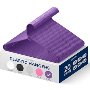 SereneLife Plastic Hangers 20 pcs, Non-Slip Heavy Duty Clothes Hanger Set with 360° Swivel Hook, Smooth Finish to Protect Fabric, Lightweight, Ultra-Thin Hangers for Coats and Other Clothes (Purple) SereneLife Plastic Hangers 20 pcs, Non-Slip Heavy Duty Clothes Hanger Set with 360° Swivel Hook, Smooth Finish to Protect Fabric, Lightweight, Ultra-Thin Hangers for Coats and Other Clothes (Purple)