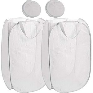 Qtopun Mesh Popup Laundry Hamper, Foldable 2 Pack Portable Dirty Clothes Basket Collapsible Dirty Clothes Hamper for Bedroom, Kids Room, College Dormitory and Travel (White) Qtopun Mesh Popup Laundry Hamper, Foldable 2 Pack Portable Dirty Clothes Basket Collapsible Dirty Clothes Hamper for Bedroom, Kids Room, College Dormitory and Travel (White)