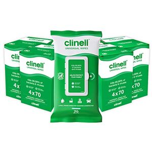Clinell Universal Cleaning and Disinfecting Wipes for Home Pack of 16 70 XL Wipes per Pack (1120 Wipes) with Moisture Lock Lid Kills 99.99% of Germs, Antimicrobial, Quick Action Clinell Universal Cleaning and Disinfecting Wipes for Home Pack of 16 70 XL Wipes per Pack (1120 Wipes) with Moisture Lock Lid Kills 99.99% of Germs, Antimicrobial, Quick Action