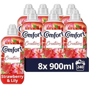 Comfort Creations Strawberry & Lily Fabric Conditioner with Stay Fresh technology for 100 days of freshness + fragrance* 8x 900 ml (240 washes) Comfort Creations Strawberry & Lily Fabric Conditioner with Stay Fresh technology for 100 days of freshness + fragrance* 8x 900 ml (240 washes)