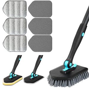 Wagevedex 3 in 1 Scrub Cleaning Brush with Long Handle 51'' Shower Bathtub Tub & Tile Scrubber Brush Include 1 Stiff Brush Head & 3 Scouring Pads & 3 Microfiber Clothes, for Wall Bathroom Glass Bathtub(Black) Wagevedex 3 in 1 Scrub Cleaning Brush with Long Handle 51'' Shower Bathtub Tub & Tile Scrubber Brush Include 1 Stiff Brush Head & 3 Scouring Pads & 3 Microfiber Clothes, for Wall Bathroom Glass Bathtub(Black)