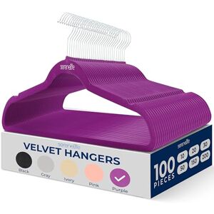 SereneLife 100 Pieces Velvet Hangers Space Saving Heavy Duty Slim Suit Clothes Hanger Set with 360 Degree Swivel Metal Hook, Can Hold Up to 4.5 kg For Coats, Jackets, Pants & Dress (Purple) SereneLife 100 Pieces Velvet Hangers Space Saving Heavy Duty Slim Suit Clothes Hanger Set with 360 Degree Swivel Metal Hook, Can Hold Up to 4.5 kg For Coats, Jackets, Pants & Dress (Purple)