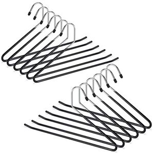 Relaxdays Clothes Set of 12, Non-slip, Garment Hangers, For Trousers, PVC-coated Metal, Multipack, 18 cm, Black, Iron, 35 x 18 x 0.5 cm Relaxdays Clothes Set of 12, Non-slip, Garment Hangers, For Trousers, PVC-coated Metal, Multipack, 18 cm, Black, Iron, 35 x 18 x 0.5 cm