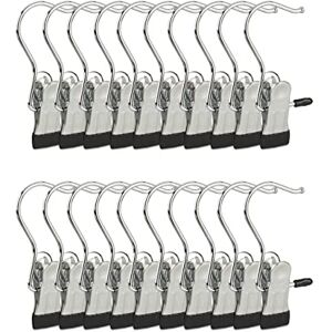 Relaxdays Swivel Boot, Single Metal Clip Coat Hangers Set of 20, Rubberized Clothes Peg, HWD: 10.5x5x2 cm, Silver/Black, Iron, 2 x 5 x 10.5 cm Relaxdays Swivel Boot, Single Metal Clip Coat Hangers Set of 20, Rubberized Clothes Peg, HWD: 10.5x5x2 cm, Silver/Black, Iron, 2 x 5 x 10.5 cm