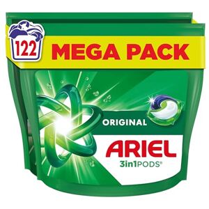 Fairy Non Bio Ariel All-in-1 PODS®, Washing Liquid Laundry Detergent Capsules 122 Washes (61x2), Original, Outstanding Stain Removal In 1 Wash, Brrrilliant In Cold & Short Fairy Non Bio Ariel All-in-1 PODS®, Washing Liquid Laundry Detergent Capsules 122 Washes (61x2), Original, Outstanding Stain Removal In 1 Wash, Brrrilliant In Cold & Short