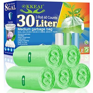 OKKEAI Medium Bin Liners 30-40l Biodegradable Bin Bags, Thicker 0.98 MIL Garbage/Trash Bags Recyclable Bags for Garden, Patio,Home,Kitchen, Lawn,60 Count,Green (Fits UK 7-9 Gallon Bins) OKKEAI Medium Bin Liners 30-40l Biodegradable Bin Bags, Thicker 0.98 MIL Garbage/Trash Bags Recyclable Bags for Garden, Patio,Home,Kitchen, Lawn,60 Count,Green (Fits UK 7-9 Gallon Bins)