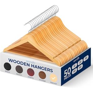 SereneLife Wood Hangers Space Saving Heavy Duty Slim Suit Clothes Hanger Set with 360 Degree Swivel Metal Hook, Can Hold Up to 4.5 kg, for Coats, Jackets, Pants & Dress (50 Pieces) SereneLife Wood Hangers Space Saving Heavy Duty Slim Suit Clothes Hanger Set with 360 Degree Swivel Metal Hook, Can Hold Up to 4.5 kg, for Coats, Jackets, Pants & Dress (50 Pieces)