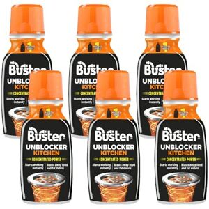 Buster Kitchen Plughole Unblocker (Pack of 6 x 150g) Fast-Acting Sink Unblocker Dissolves Fat, Food & Debris, Drain Cleaner Clears Blockages in Kitchen Sink Pipes Made in UK Buster Kitchen Plughole Unblocker (Pack of 6 x 150g) Fast-Acting Sink Unblocker Dissolves Fat, Food & Debris, Drain Cleaner Clears Blockages in Kitchen Sink Pipes Made in UK