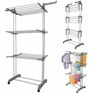 Zuvo 4 Tier-Grey Foldable Airer-Heavy Duty Stainless Steel-Perfect Indoor & Outdoor Clothes Drying Rack, L Zuvo 4 Tier-Grey Foldable Airer-Heavy Duty Stainless Steel-Perfect Indoor & Outdoor Clothes Drying Rack, L