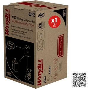 Wypall X80 Cleaning Cloths 8252, Heavy Duty Reusable Wipers, High Absorbency, 2-in-1 Centrefeed Dispensing, 1 Roll x 180 Sheets Wypall X80 Cleaning Cloths 8252, Heavy Duty Reusable Wipers, High Absorbency, 2-in-1 Centrefeed Dispensing, 1 Roll x 180 Sheets