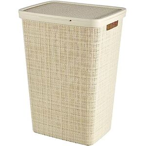 CURVER Jute Laundry Box 58L Dirty Laundry Bin with Lid Good Ventilation Ergonomic Handles For Bathroom or Laundry Room 70% Recycled 43 x 34 x 58 cm Beige CURVER Jute Laundry Box 58L Dirty Laundry Bin with Lid Good Ventilation Ergonomic Handles For Bathroom or Laundry Room 70% Recycled 43 x 34 x 58 cm Beige