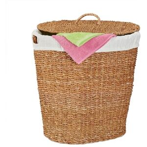 Relaxdays Basket, with Lid, Cotton Laundry Bin, 50L, HWD: Approx. 50x50x40 cm, Storage, Seagrass, Natural/Beige, 50 x 50 x 40 cm Relaxdays Basket, with Lid, Cotton Laundry Bin, 50L, HWD: Approx. 50x50x40 cm, Storage, Seagrass, Natural/Beige, 50 x 50 x 40 cm