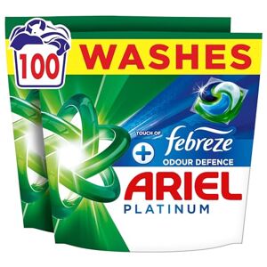 Ariel Platinum PODS®, Washing Liquid Laundry Detergent Capsules 100 Washes, +Touch of Febreze Odour Defence, Remove Even 7-Day Sweat Odours Ariel Platinum PODS®, Washing Liquid Laundry Detergent Capsules 100 Washes, +Touch of Febreze Odour Defence, Remove Even 7-Day Sweat Odours