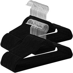 SONGMICS Velvet Hangers, Set of 50 Coat Hangers for Clothes, Non-Slip, with Tie Bar and 360° Swivel Hook, Space-Saving, 0.6 cm Thick, 43.5 cm Long, for Trousers, Silver and Black CRF50B SONGMICS Velvet Hangers, Set of 50 Coat Hangers for Clothes, Non-Slip, with Tie Bar and 360° Swivel Hook, Space-Saving, 0.6 cm Thick, 43.5 cm Long, for Trousers, Silver and Black CRF50B