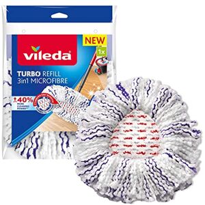 Vileda Turbo 3in1 mop refill pack of 1 suitable for all spin mop systems +40% more cleaning power** for hard floor surfaces removes over 99% of bacteria with just water* Vileda Turbo 3in1 mop refill pack of 1 suitable for all spin mop systems +40% more cleaning power** for hard floor surfaces removes over 99% of bacteria with just water*