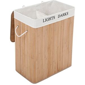 SONGMICS Laundry Basket, 100L, Laundry Hamper with Lid, Bamboo, Foldable, Laundry Bin with 2 Compartments for Light and Dark Clothes, Machine Washable Liner Bag, Natural LCB64Y SONGMICS Laundry Basket, 100L, Laundry Hamper with Lid, Bamboo, Foldable, Laundry Bin with 2 Compartments for Light and Dark Clothes, Machine Washable Liner Bag, Natural LCB64Y