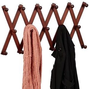 Relaxdays Wall Coat Rack, Wooden, Expandable, 17 Jacket Hooks, Hallway Outerwear Storage, 7.5 x 182.5 x 7.5 cm, Brown, Wood Relaxdays Wall Coat Rack, Wooden, Expandable, 17 Jacket Hooks, Hallway Outerwear Storage, 7.5 x 182.5 x 7.5 cm, Brown, Wood