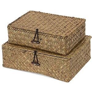 Compactor Macao Storage Basket, Set of 2, Seagrass, Brown, 25 x 19 x 8 cm Compactor Macao Storage Basket, Set of 2, Seagrass, Brown, 25 x 19 x 8 cm