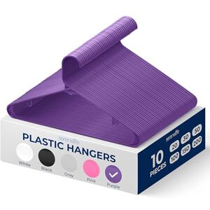 SereneLife Plastic Hangers 10 pcs, Non-Slip Heavy Duty Clothes Hanger Set, Smooth Finish to Protect Fabric, Lightweight, Ultra-Thin Hangers for Coats and Other Clothes (Purple) SereneLife Plastic Hangers 10 pcs, Non-Slip Heavy Duty Clothes Hanger Set, Smooth Finish to Protect Fabric, Lightweight, Ultra-Thin Hangers for Coats and Other Clothes (Purple)