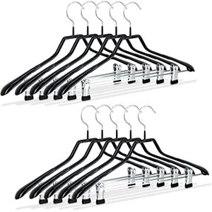 Relaxdays Clothes, Set of 10, Coat Hangers for Dresses, Rubbered Metal, Non-Slip, Compact, 42 cm, Black, Iron, 42 x 22.5 x 3 cm Relaxdays Clothes, Set of 10, Coat Hangers for Dresses, Rubbered Metal, Non-Slip, Compact, 42 cm, Black, Iron, 42 x 22.5 x 3 cm