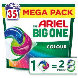 Ariel The Big One PODS Laundry Capsules, 35 Washes, Colour – 2X Stain & Odour Removal, Fast Dissolving in Cold Ariel The Big One PODS Laundry Capsules, 35 Washes, Colour – 2X Stain & Odour Removal, Fast Dissolving in Cold